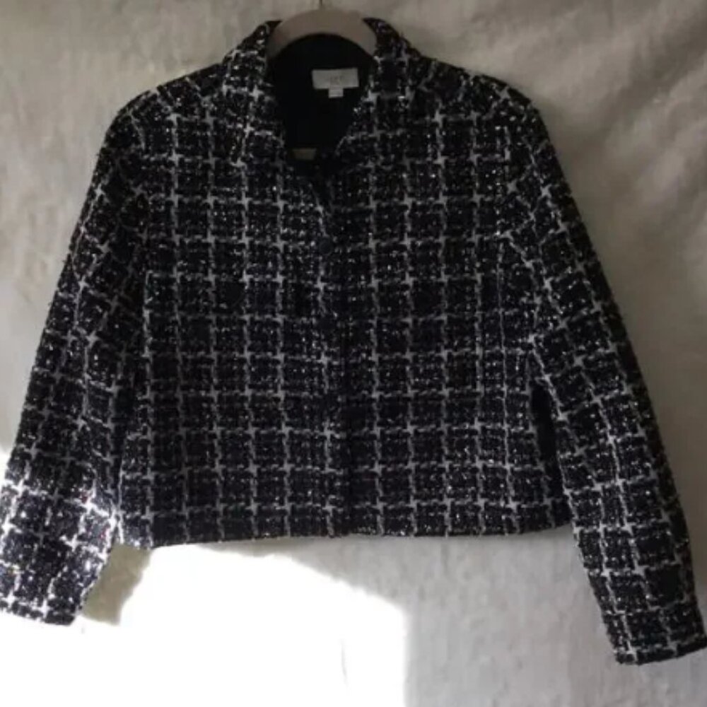 Loft Multi-Color Lurex Tweed Cropped Jacket